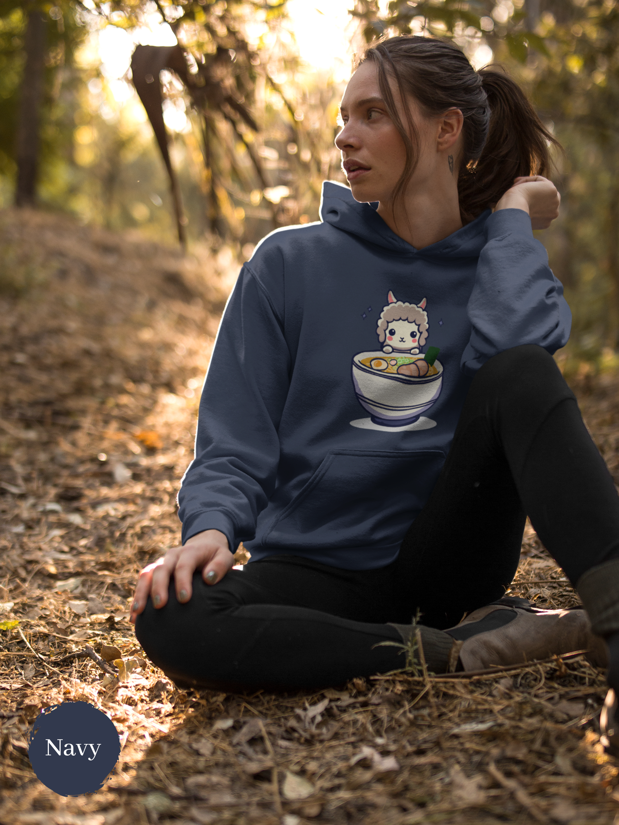 Foodie Ramen Hoodie: Llama Noodle Soup, Asian Fusion Ramen Art Hoodie