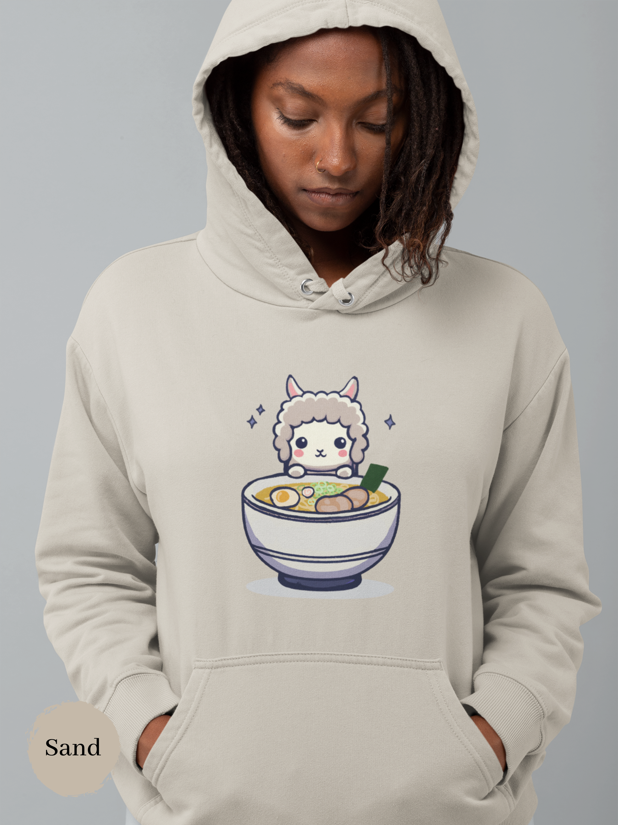 Foodie Ramen Hoodie: Llama Noodle Soup, Asian Fusion Ramen Art Hoodie