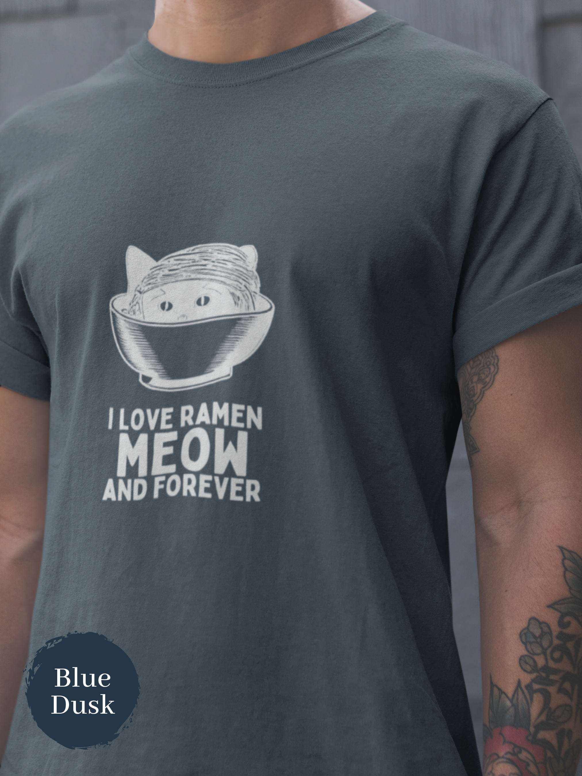 Ramen T-Shirt: Cute Cat with Ramen Bowl Illustration Japanese Foodie Meow Shirt