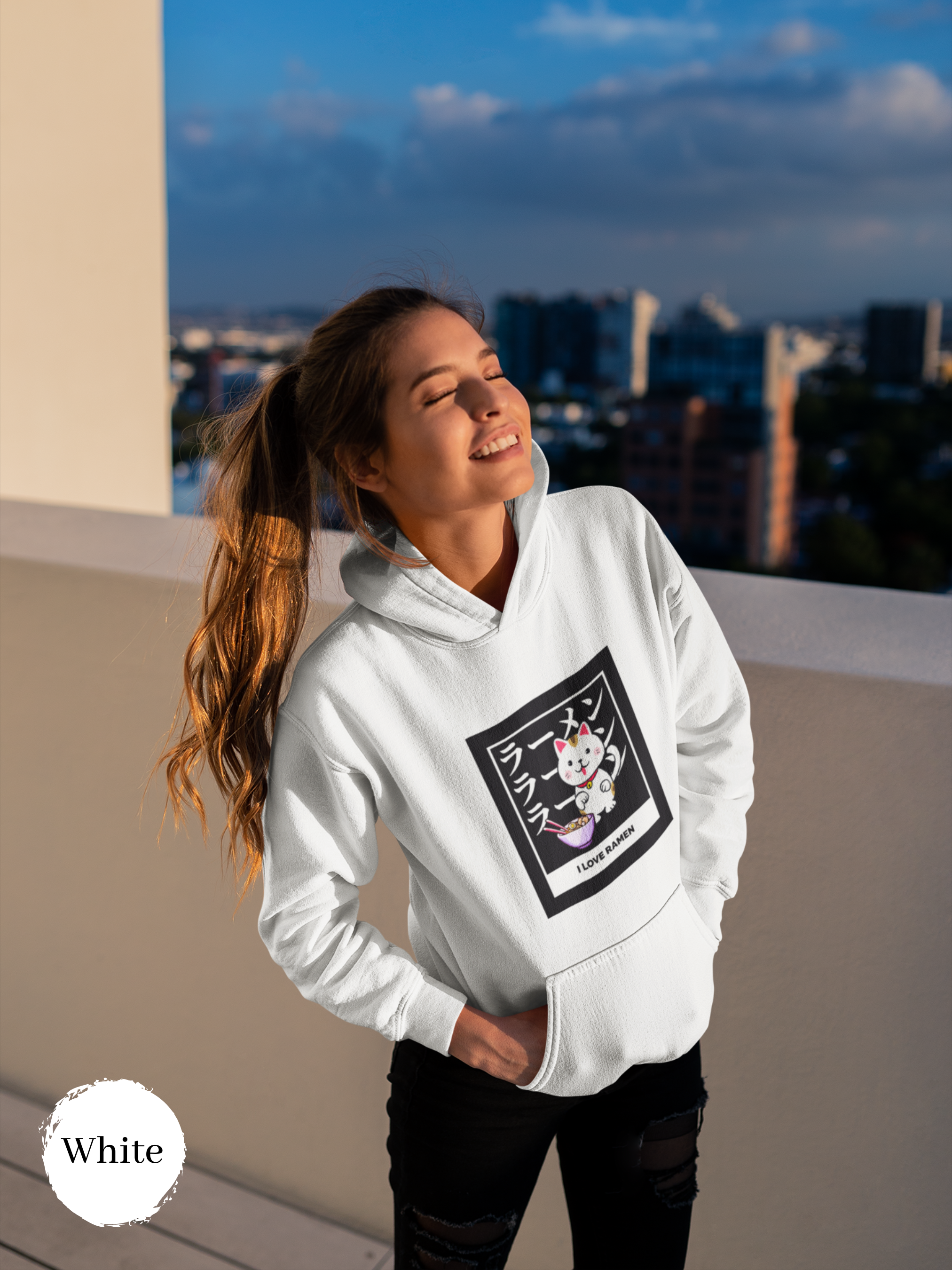 Ramen Hoodie: Lucky Cat and Delicious Ramen Art on Asian Food Hoodies for Foodie Fans