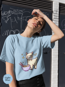 Ramen Llama Love T-Shirt: Japanese Foodie Shirt with Ramen Art