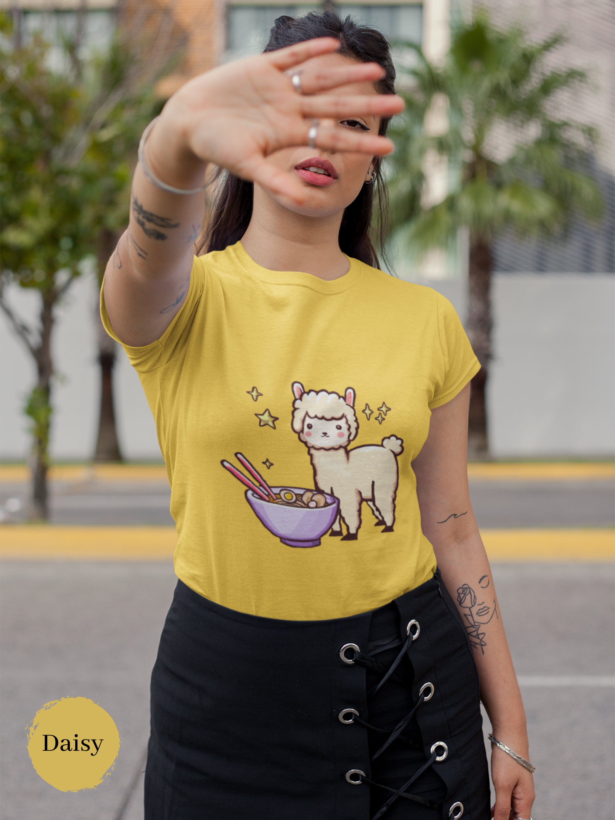 Ramen Llama Love T-Shirt: Japanese Foodie Shirt with Ramen Art