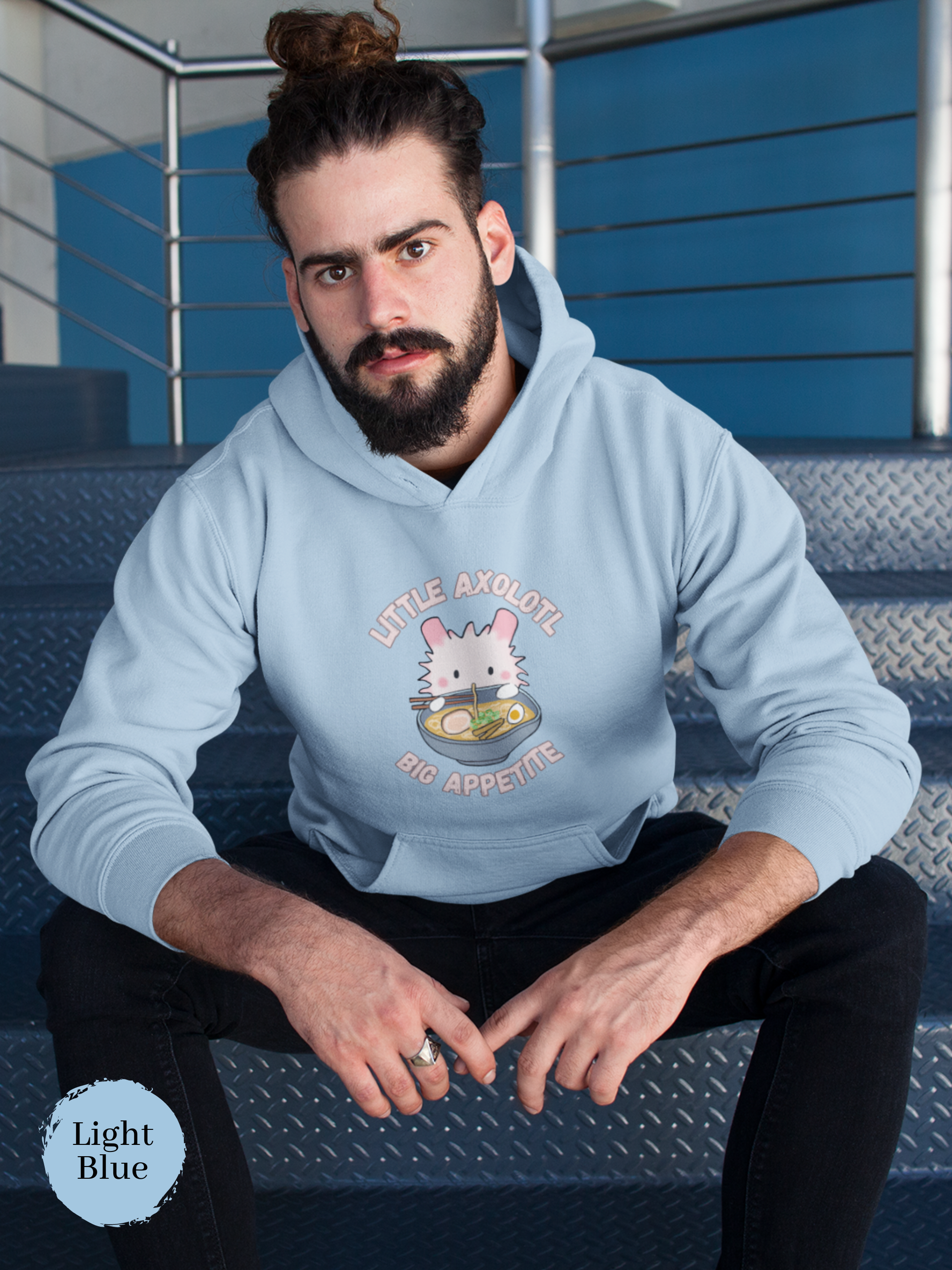Ramen Hoodie: Little Axolotl Big Appetite Edition - Foodie and Pun Hoodie with Cute Ramen Art and Asian-Inspired Design