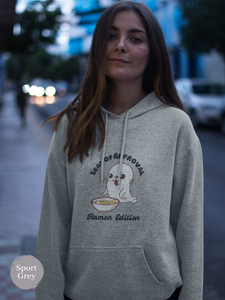 Ramen Hoodie: Seal of Approval Edition - Foodie and Pun Hoodie with Adorable Ramen Art and Asian-Inspired Design