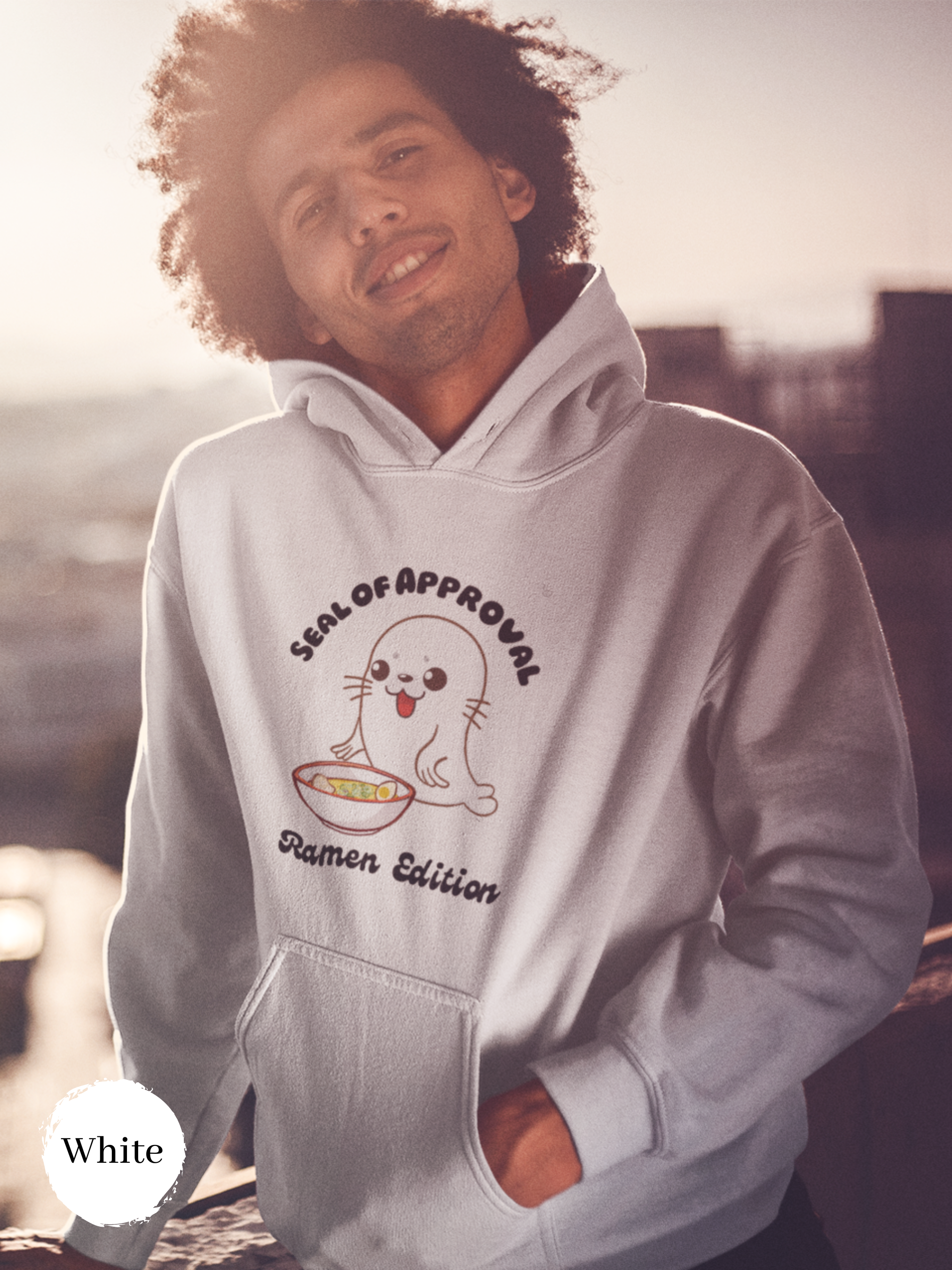 Ramen Hoodie: Seal of Approval Edition - Foodie and Pun Hoodie with Adorable Ramen Art and Asian-Inspired Design