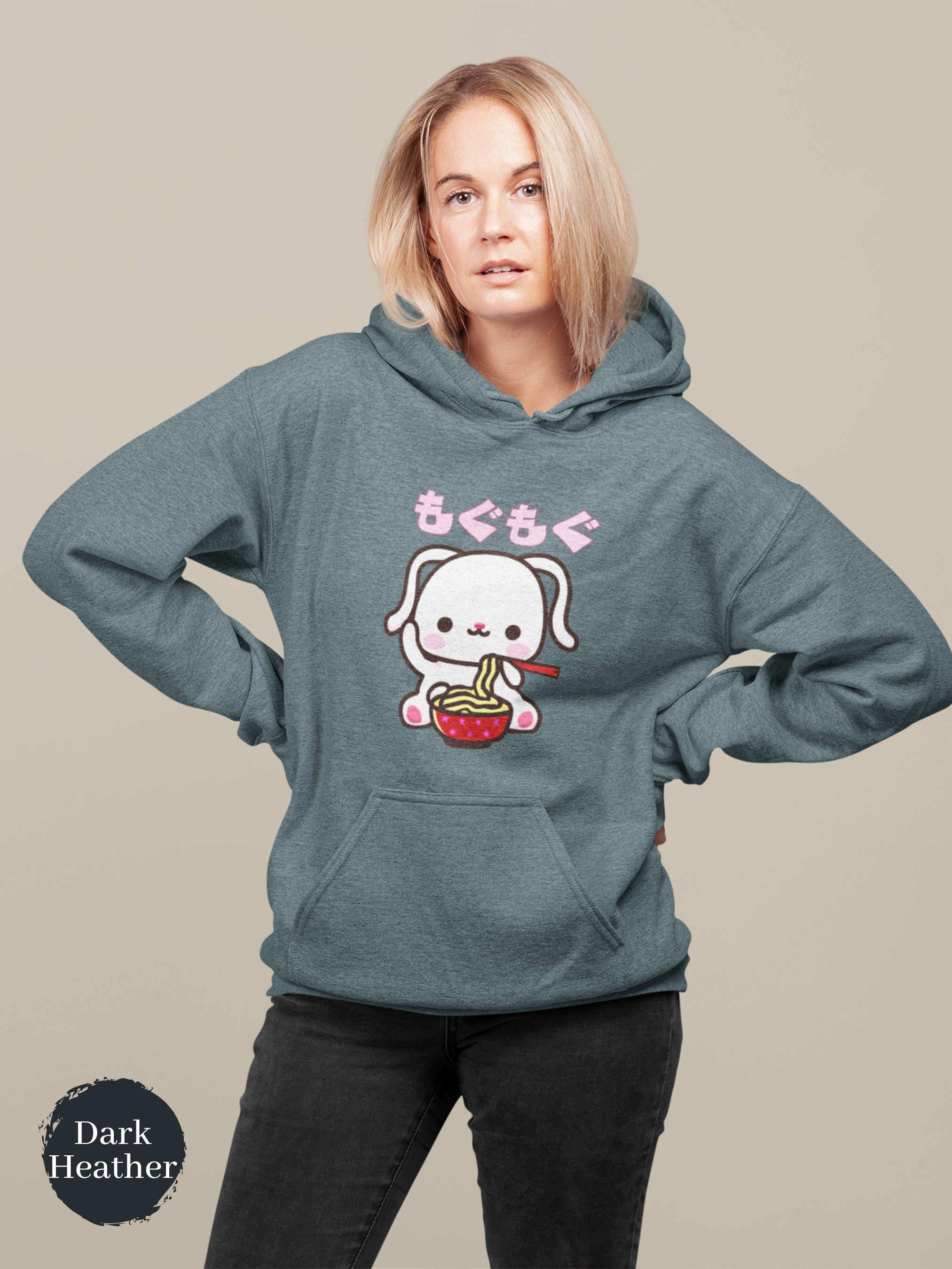 Ramen Hoodie Bunny with Adorable Ramen Art: Perfect for Foodie and Asian Food Lovers "Mogu Mogu"