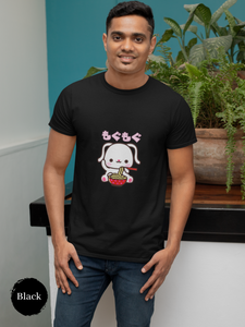 Ramen T-Shirt - Munching "Mogu Mogu" Japanese Foodie Shirt with Cute Bunny and Ramen Art