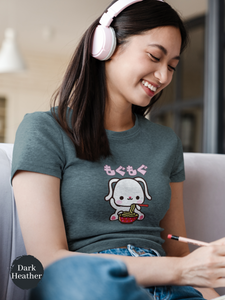 Ramen T-Shirt - Munching "Mogu Mogu" Japanese Foodie Shirt with Cute Bunny and Ramen Art