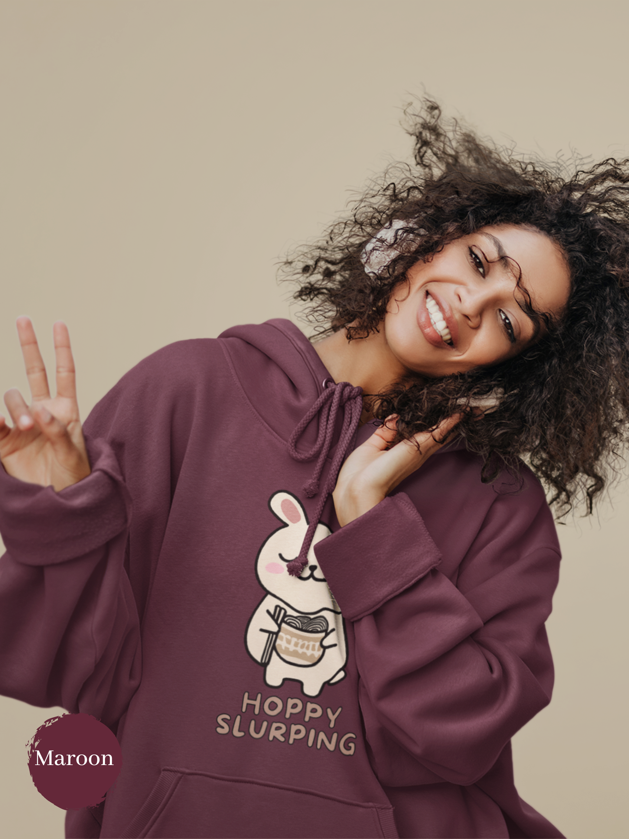 Ramen Hoodie: Hoppy Slurping Bunny with Delicious Ramen Art - Perfect for Foodie and Asian Food Lovers
