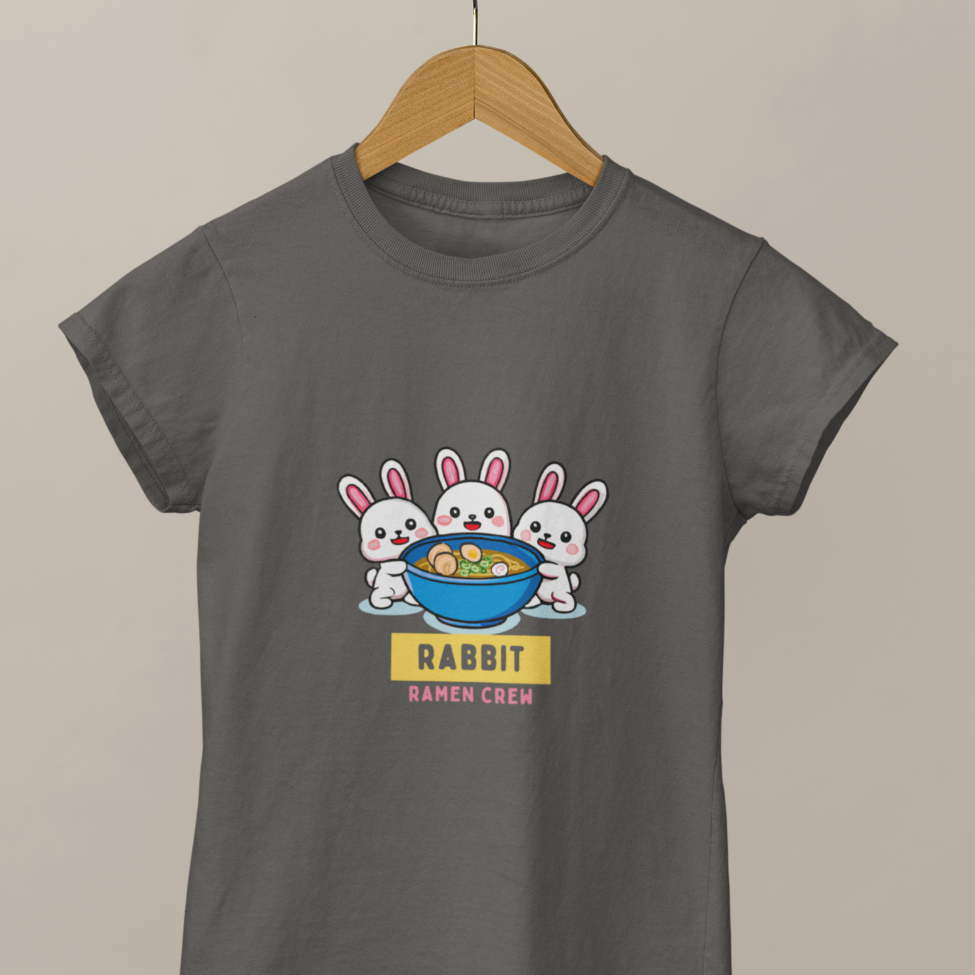 Ramen T-Shirt: Rabbit Ramen Crew Japanese Foodie Shirt with Ramen Art