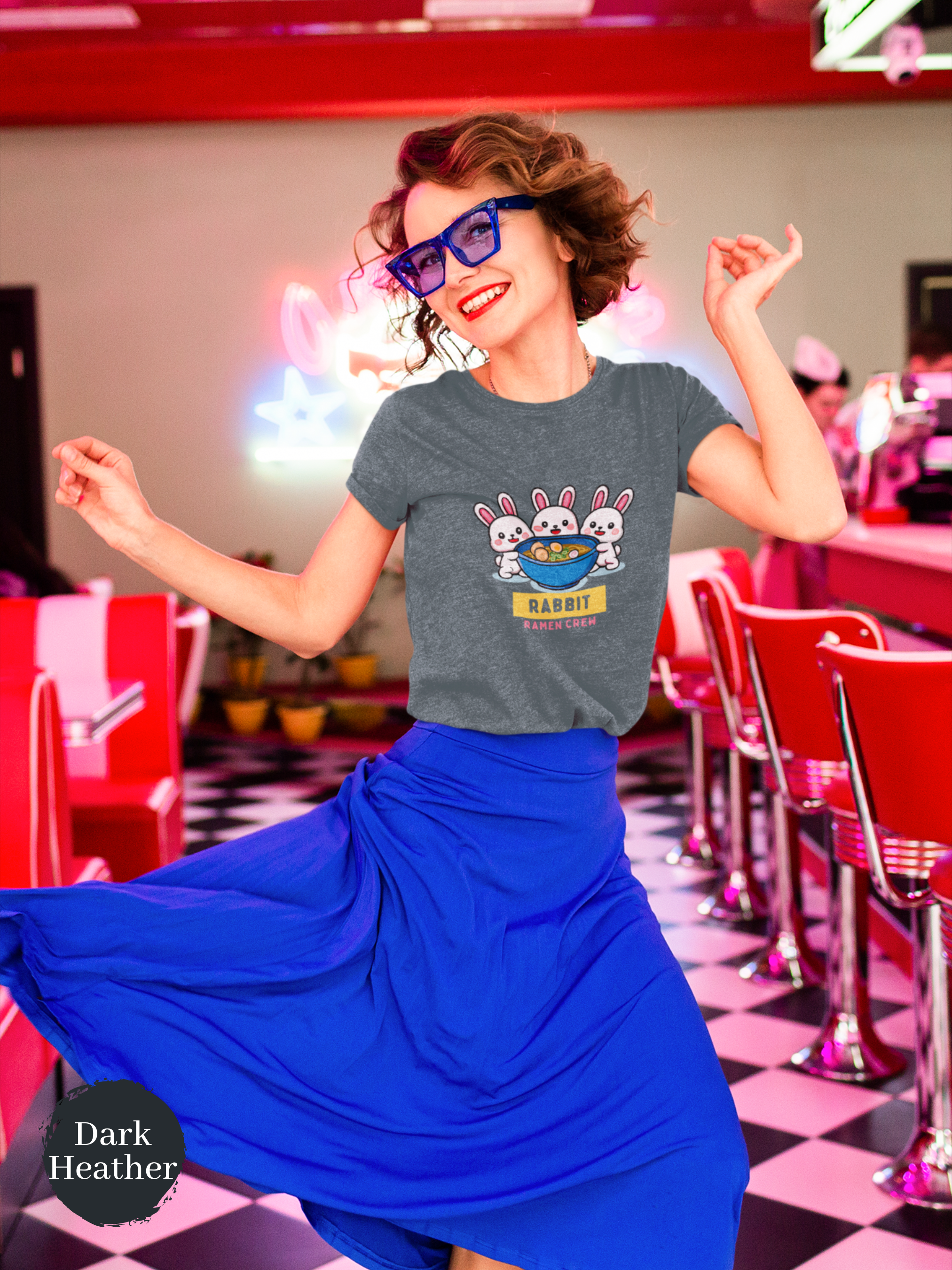 Ramen T-Shirt: Rabbit Ramen Crew Japanese Foodie Shirt with Ramen Art
