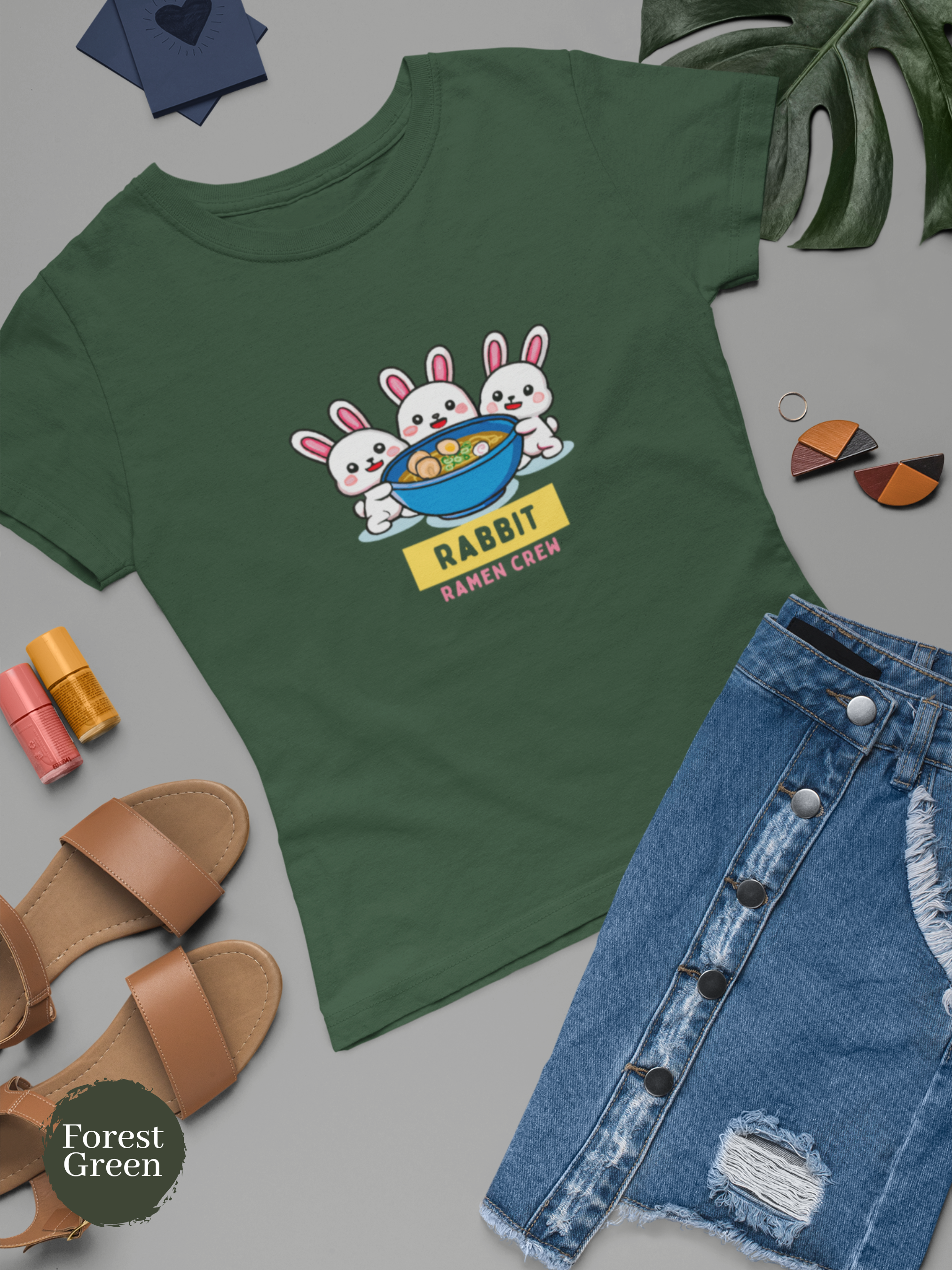 Ramen T-Shirt: Rabbit Ramen Crew Japanese Foodie Shirt with Ramen Art