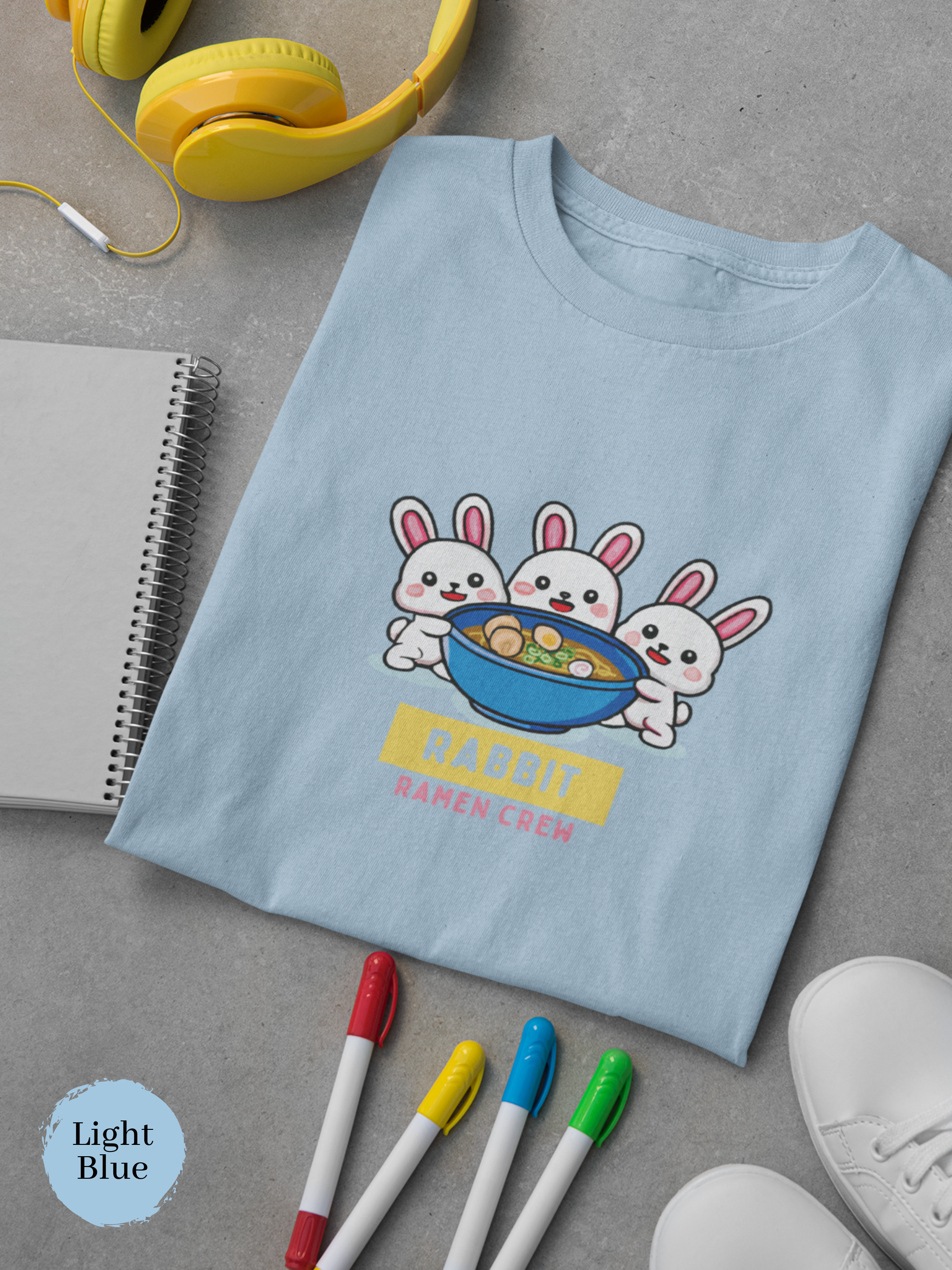 Ramen T-Shirt: Rabbit Ramen Crew Japanese Foodie Shirt with Ramen Art