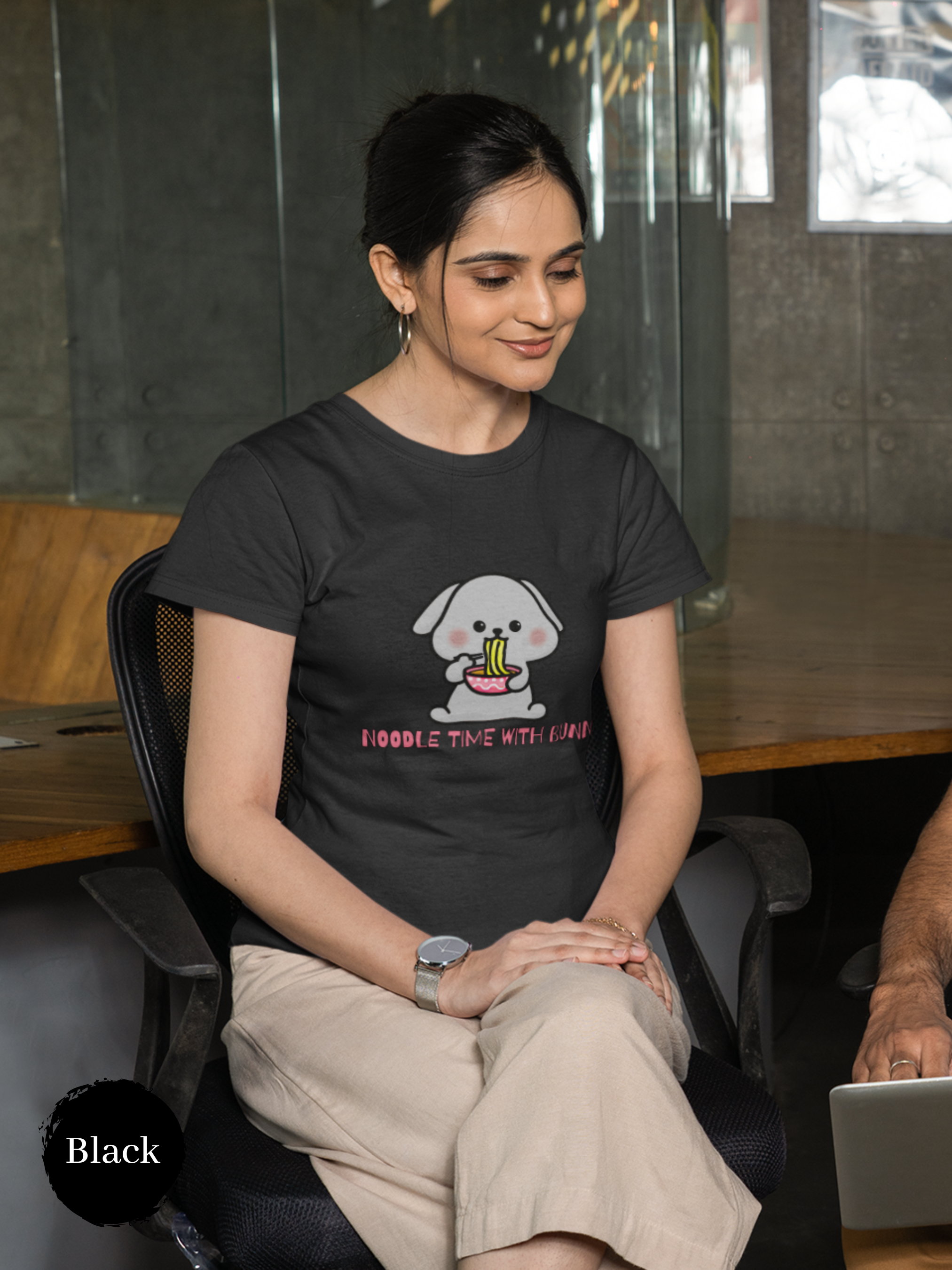 Ramen T-Shirt: Noodle Time with Bunny Japanese Foodie Shirt with Ramen Art