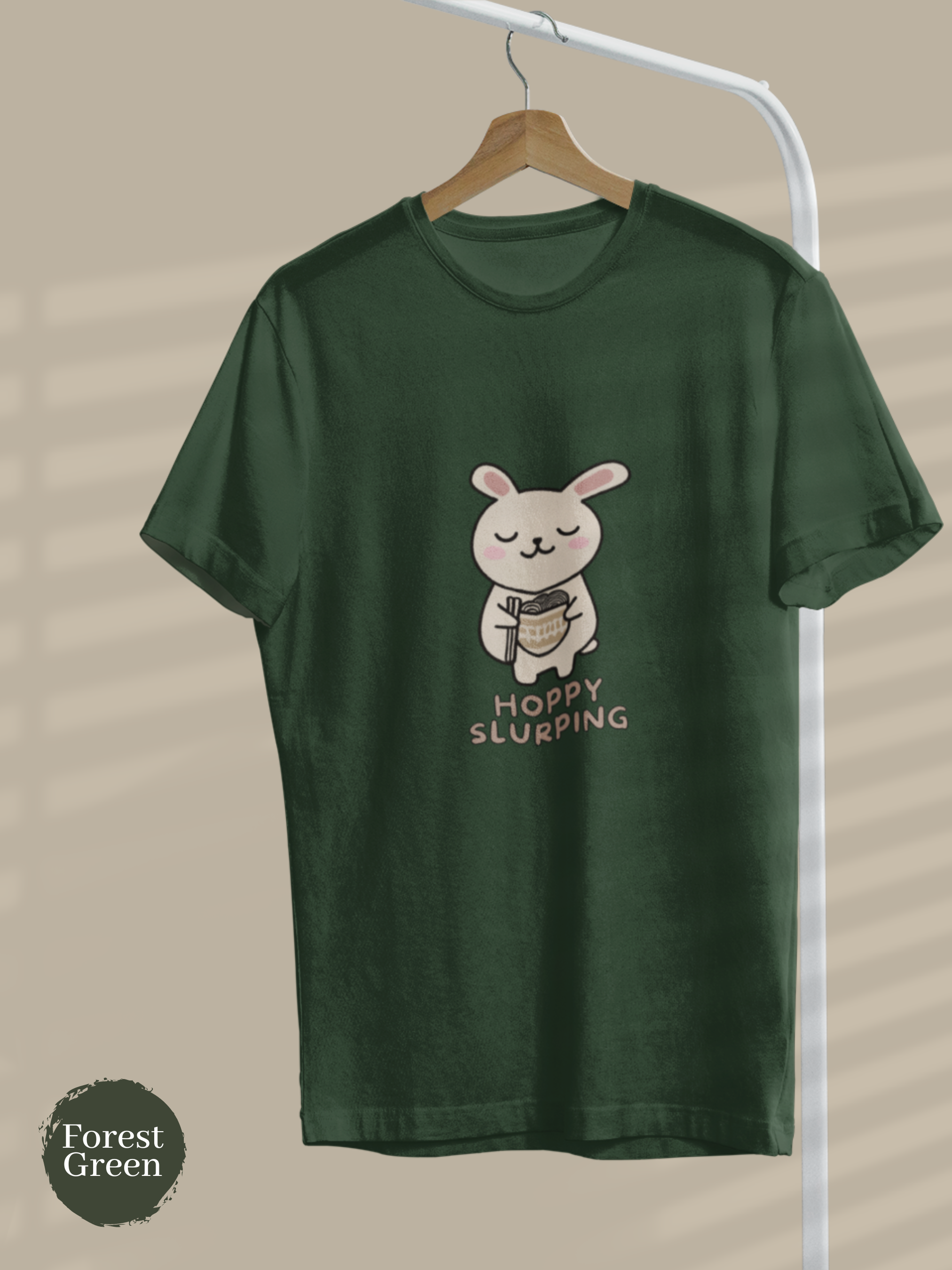 Ramen T-Shirt: Hoppy Slurping Japanese Foodie Shirt with Cute Bunny and Ramen Art