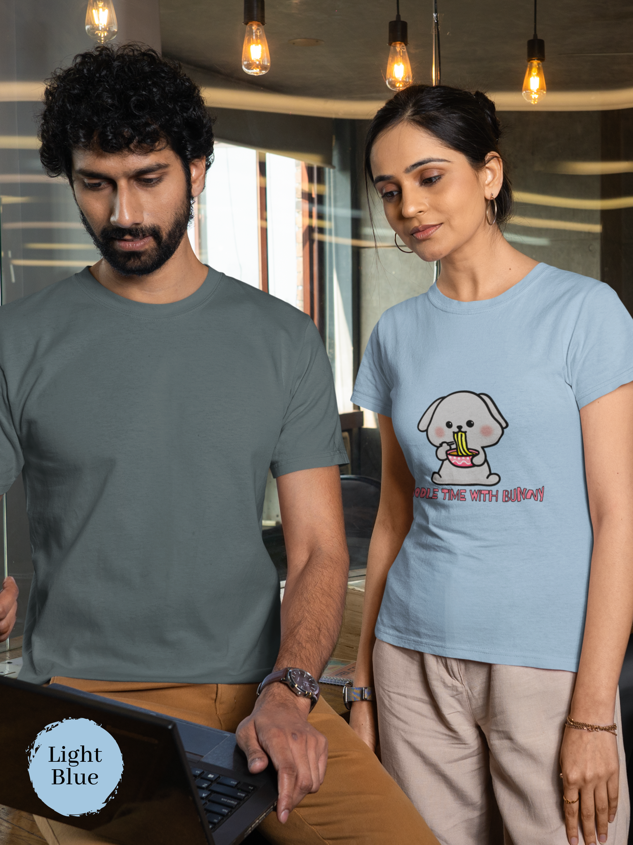 Ramen T-Shirt: Noodle Time with Bunny Japanese Foodie Shirt with Ramen Art