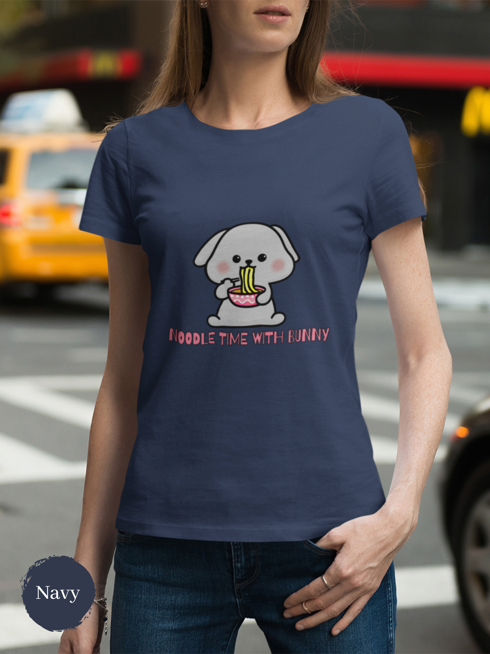 Ramen T-Shirt: Noodle Time with Bunny Japanese Foodie Shirt with Ramen Art