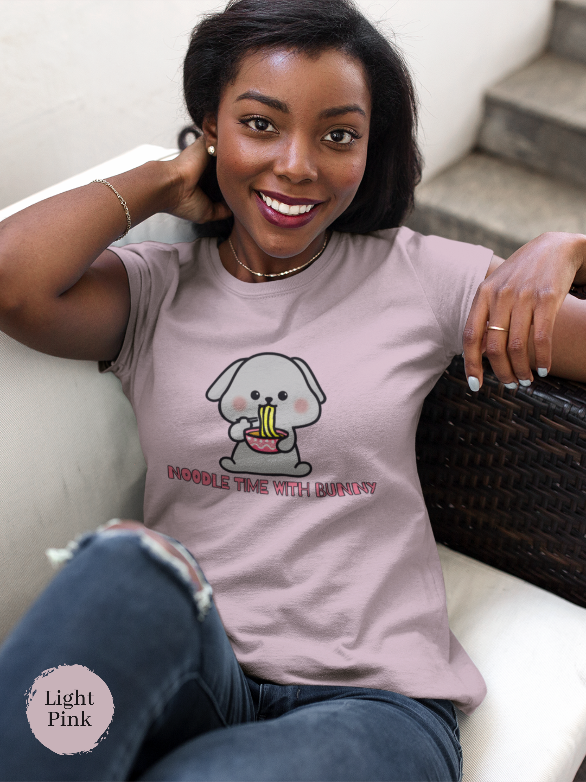 Ramen T-Shirt: Noodle Time with Bunny Japanese Foodie Shirt with Ramen Art