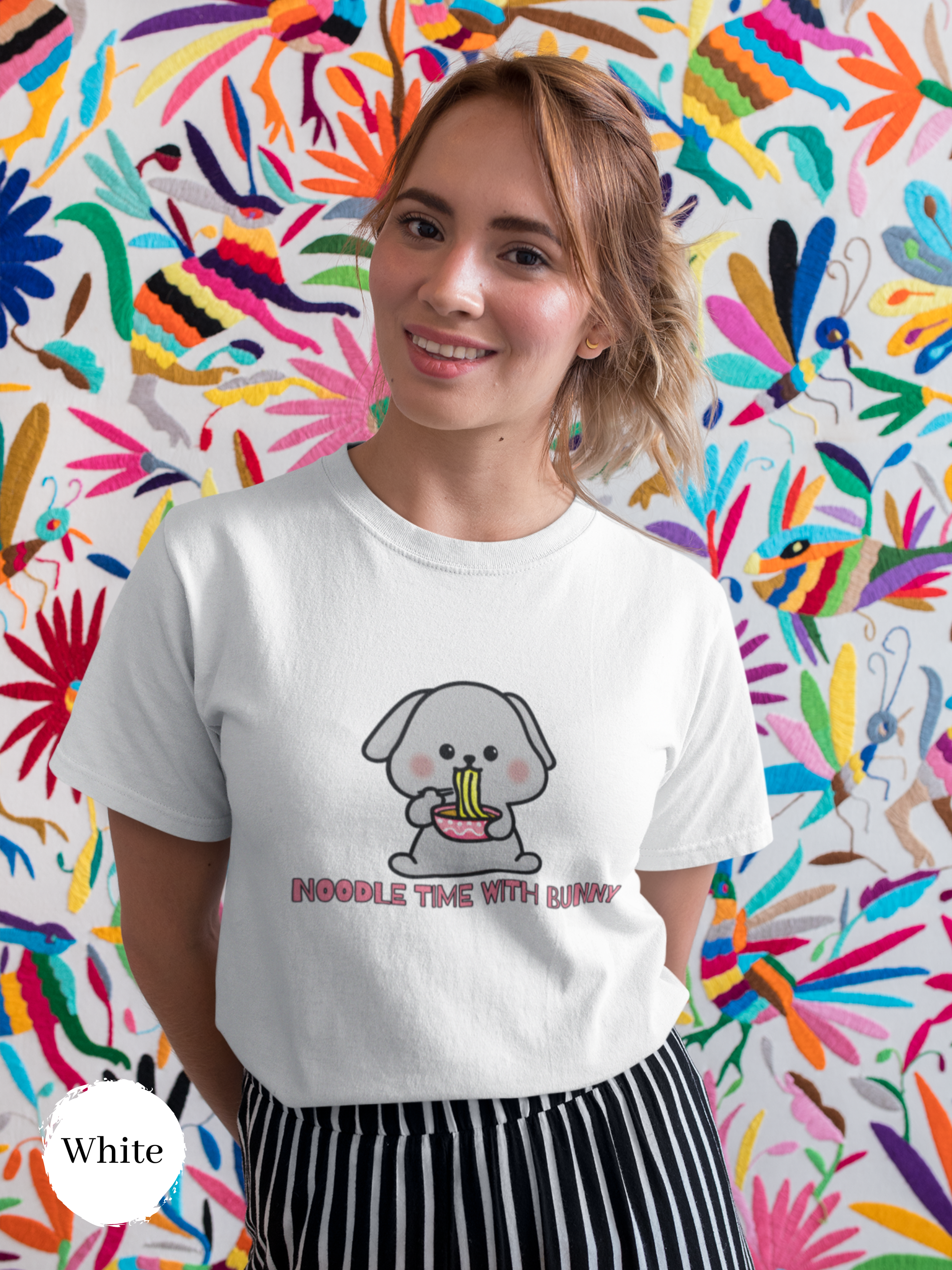 Ramen T-Shirt: Noodle Time with Bunny Japanese Foodie Shirt with Ramen Art