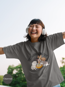 Ramen T-shirt: The Canine Coalition - Japanese Foodie Shirt with Ramen Art featuring 6 Cute Dogs