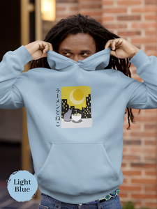 Ramen Hoodie Cat Illustration and Night View Asian Foodie Hoodie with Ramen Art and Pun Hoodie Design