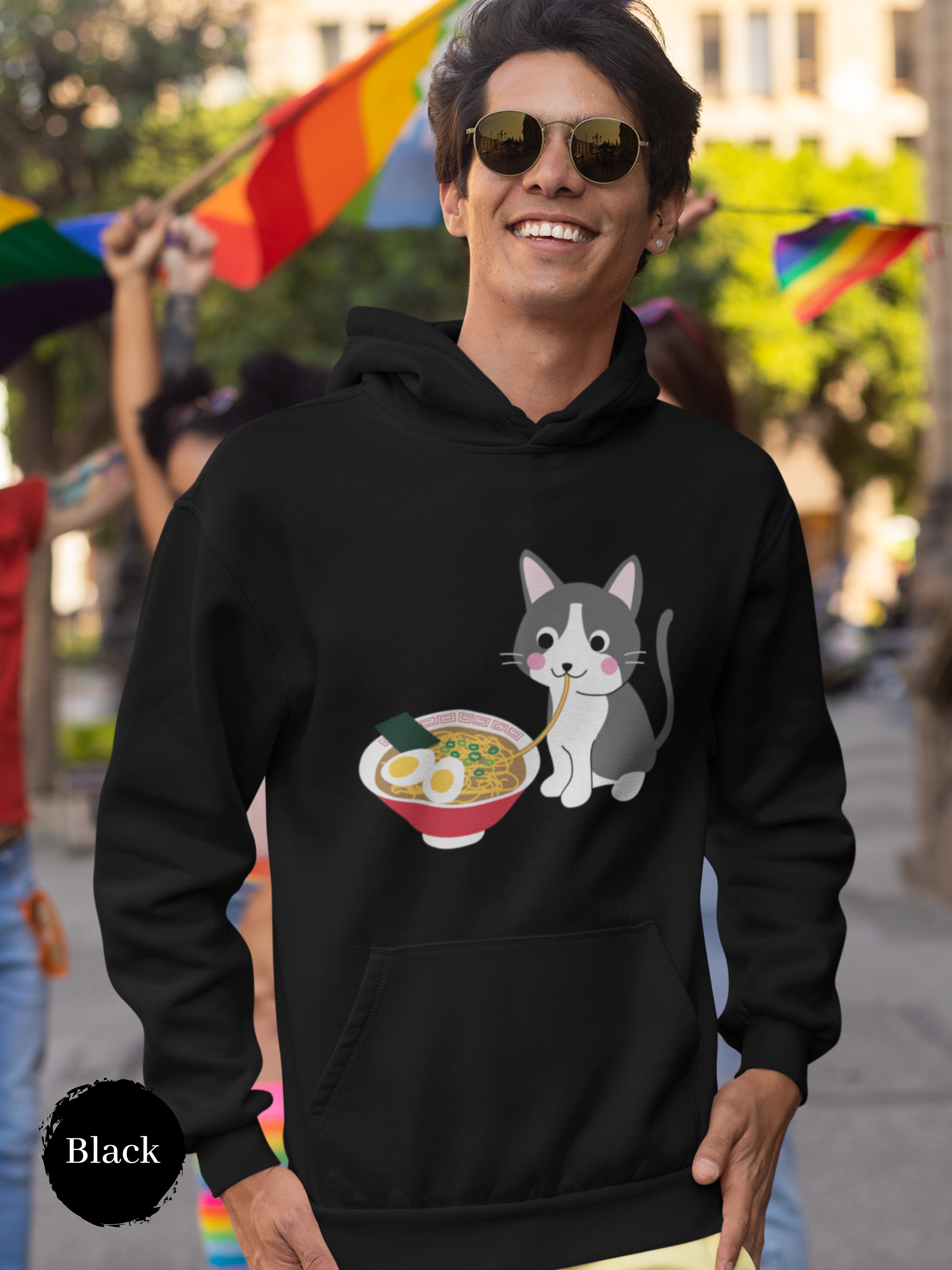 Ramen Hoodie: Noodle Noms with a Meow - An Asian Foodie Hoodie with Cute Ramen Cat Art and Punny Charm