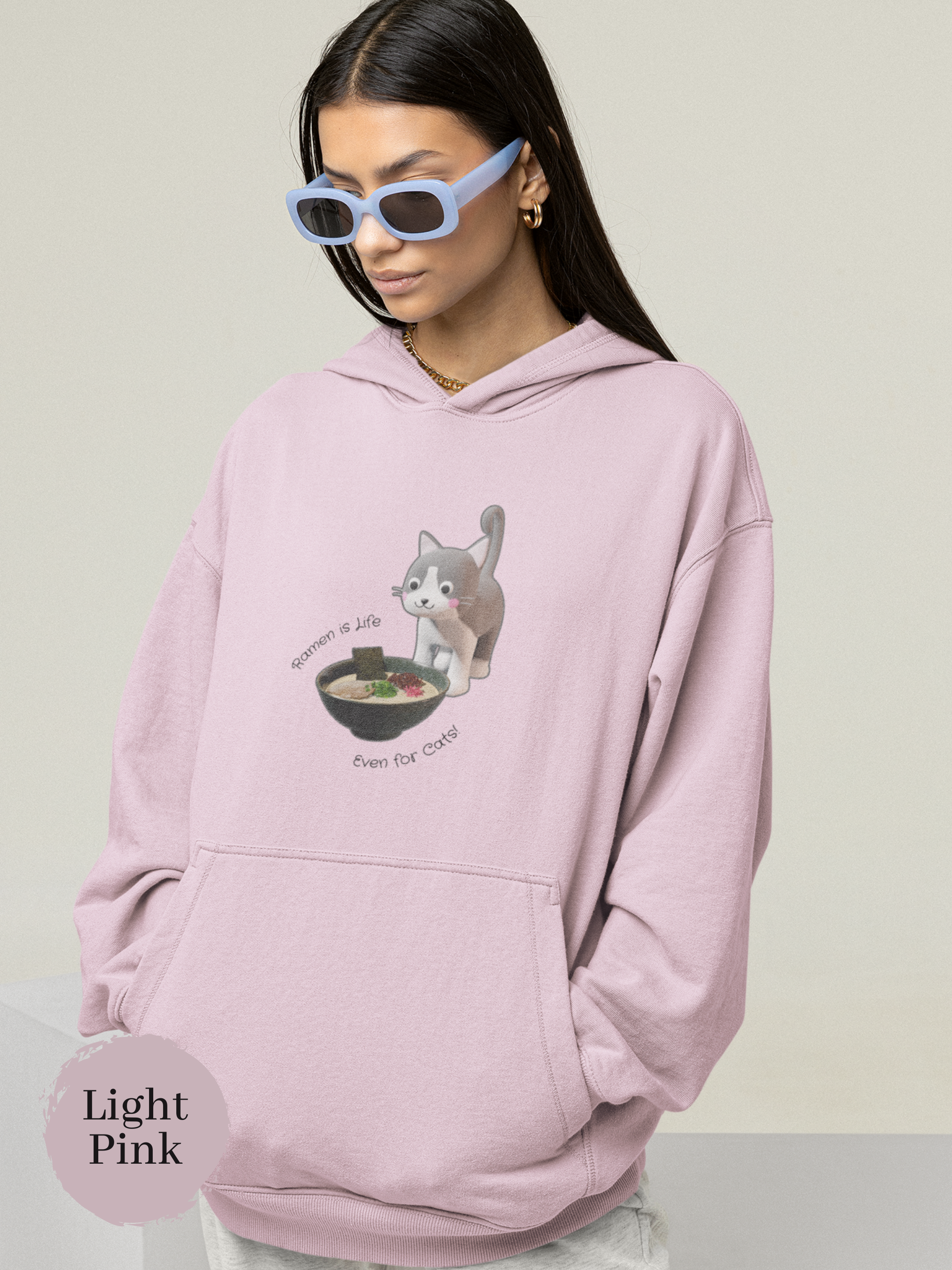 Ramen Hoodie Ramen is Life Even for Cats Cat Noodle Pun Sweatshirt