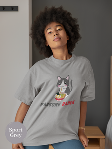 Ramen T-shirt Pawsome Ramen with Cat Illustration Japanese Foodie Shirt