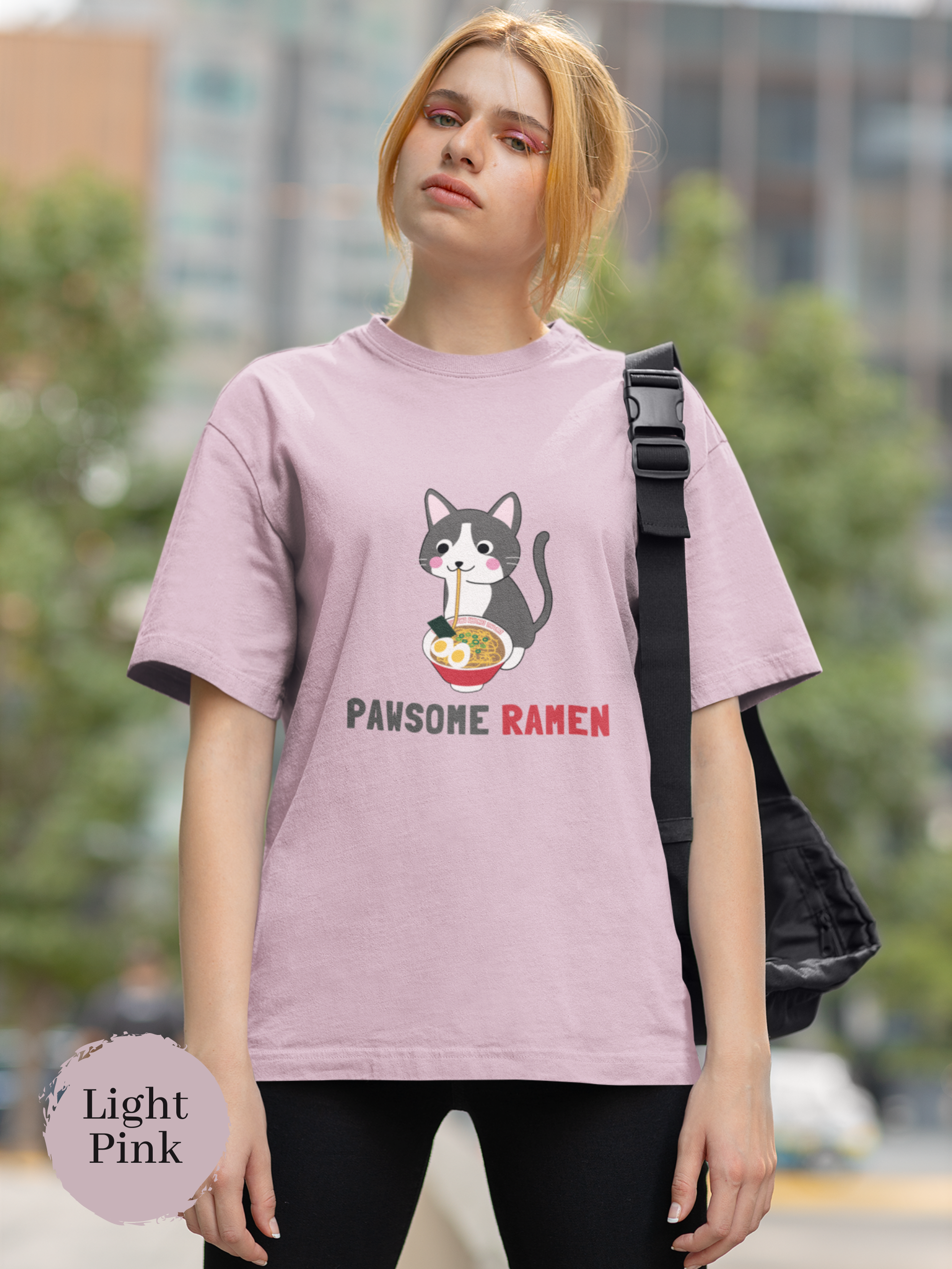 Ramen T-shirt Pawsome Ramen with Cat Illustration Japanese Foodie Shirt