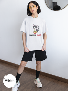 Ramen T-shirt Pawsome Ramen with Cat Illustration Japanese Foodie Shirt