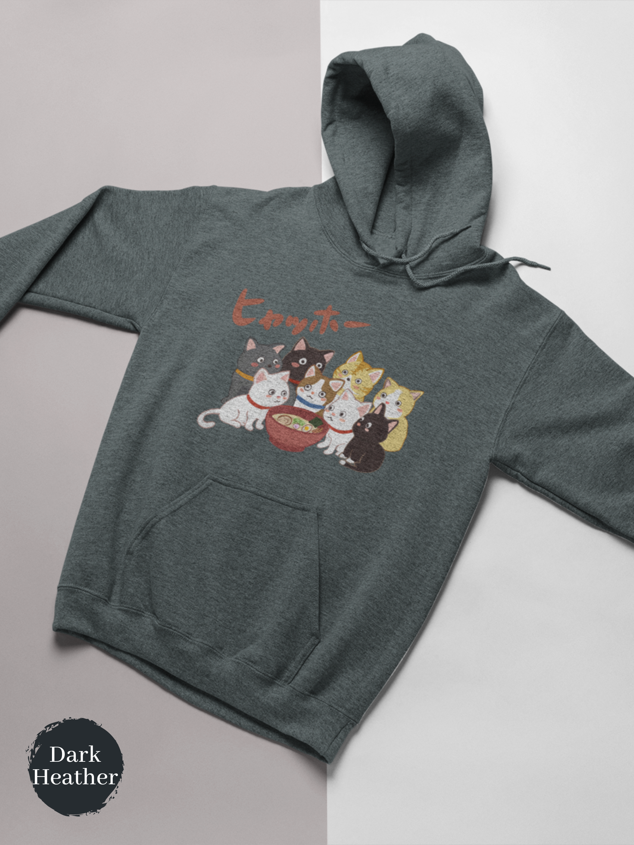 Ramen Hoodie - 'Hyahho!' Cute Cat Gang and Delicious Ramen Bowl Design, Perfect for Foodie Hoodies and Ramen Art Lovers