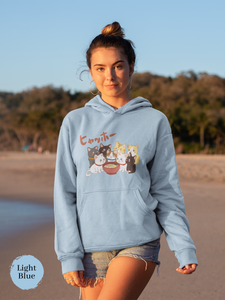 Ramen Hoodie - 'Hyahho!' Cute Cat Gang and Delicious Ramen Bowl Design, Perfect for Foodie Hoodies and Ramen Art Lovers