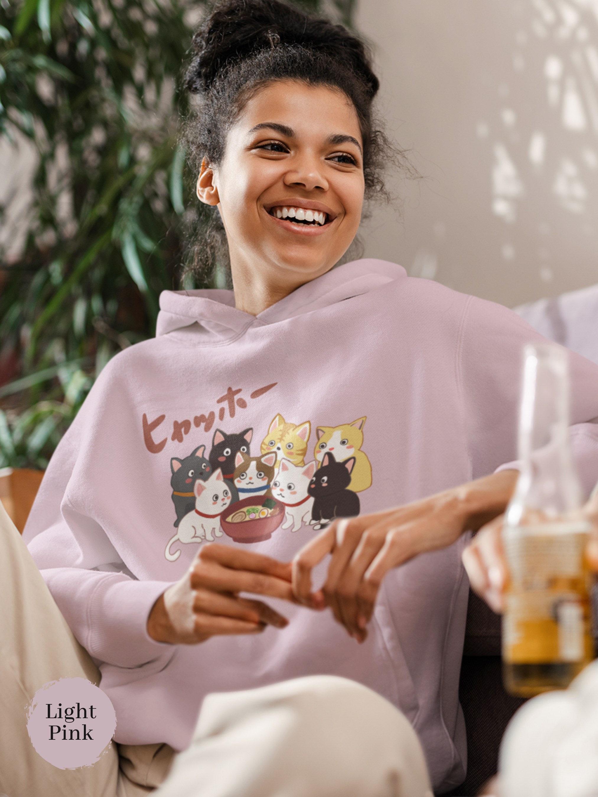 Ramen Hoodie - 'Hyahho!' Cute Cat Gang and Delicious Ramen Bowl Design, Perfect for Foodie Hoodies and Ramen Art Lovers