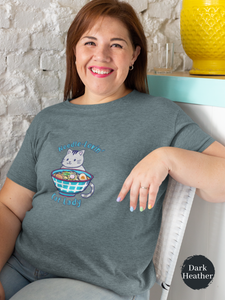 Ramen T-shirt with Cat: Japanese Foodie Shirt Featuring Noodle-Lovin' Cat Lady Ramen Art