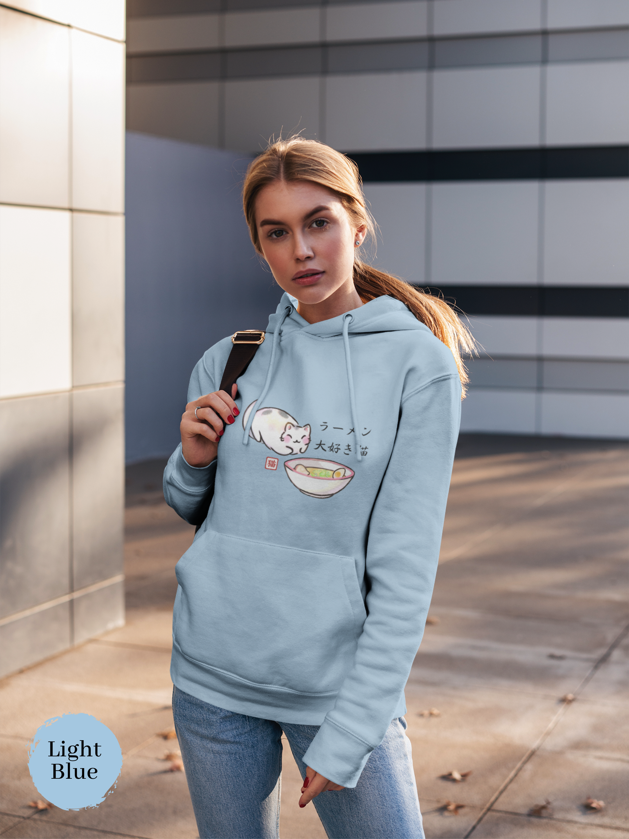 Ramen Hoodie: Meow for Noodles - Cute Cat in Ramen Bowl Design - Asian Food Hoodie - Foodie Sweatshirt - Pun Hoodie