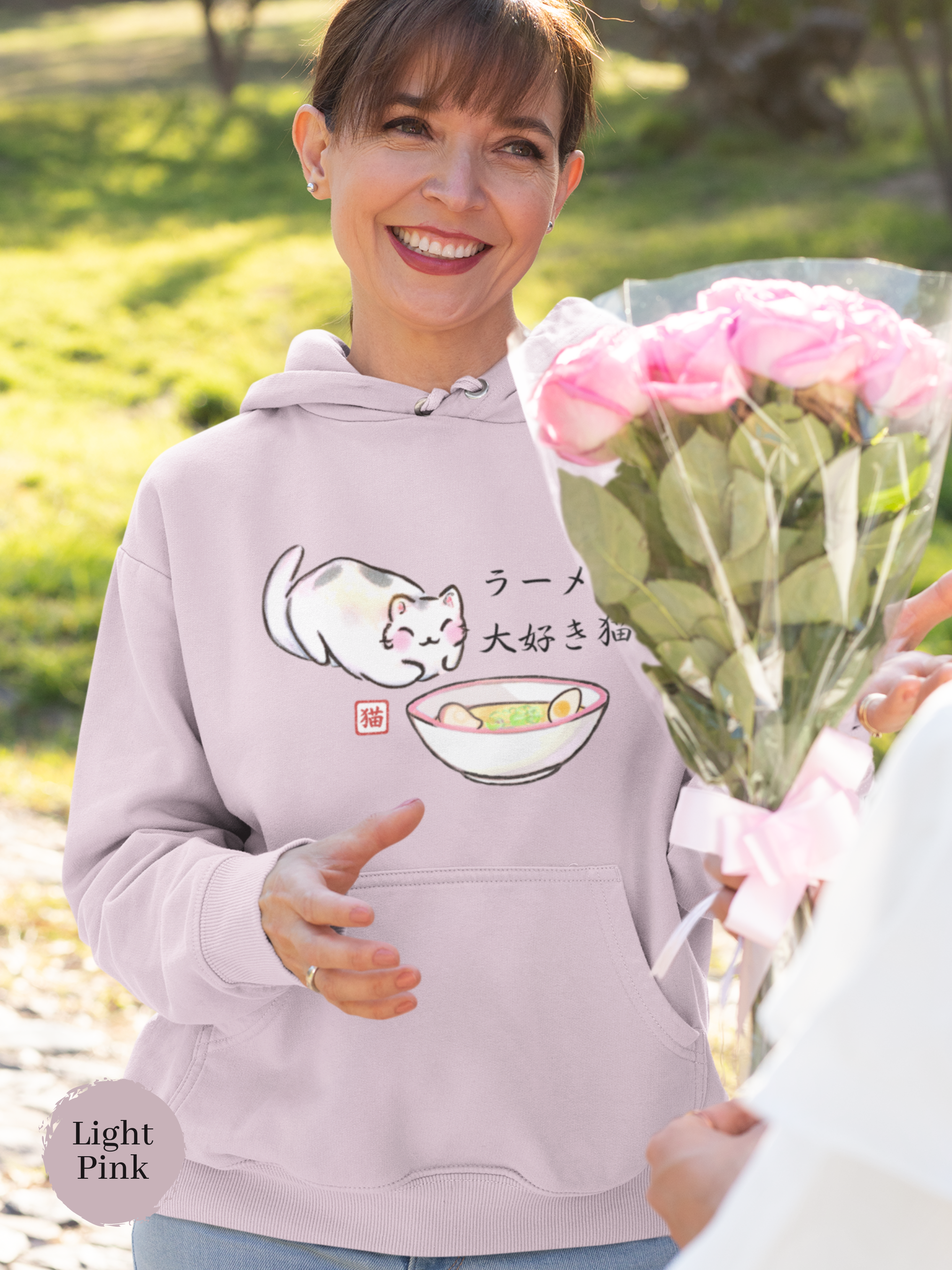 Ramen Hoodie: Meow for Noodles - Cute Cat in Ramen Bowl Design - Asian Food Hoodie - Foodie Sweatshirt - Pun Hoodie
