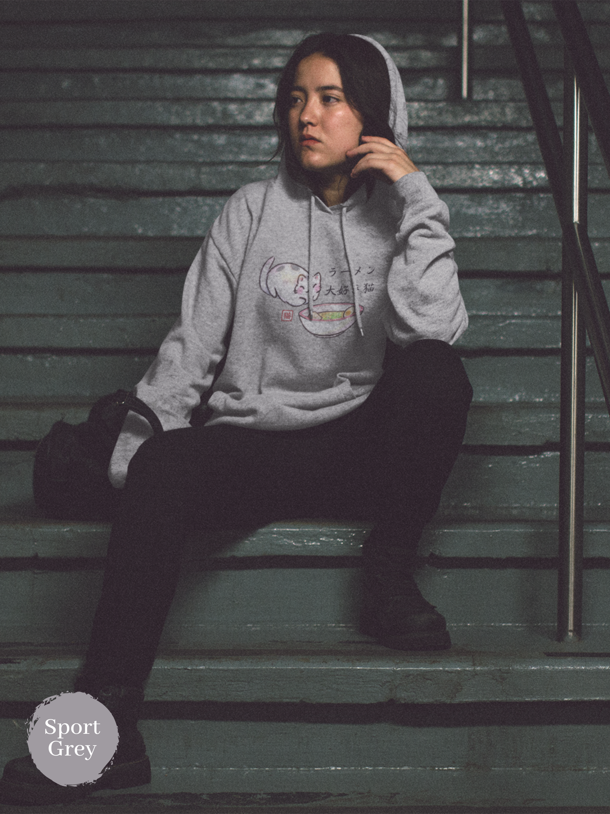 Ramen Hoodie: Meow for Noodles - Cute Cat in Ramen Bowl Design - Asian Food Hoodie - Foodie Sweatshirt - Pun Hoodie