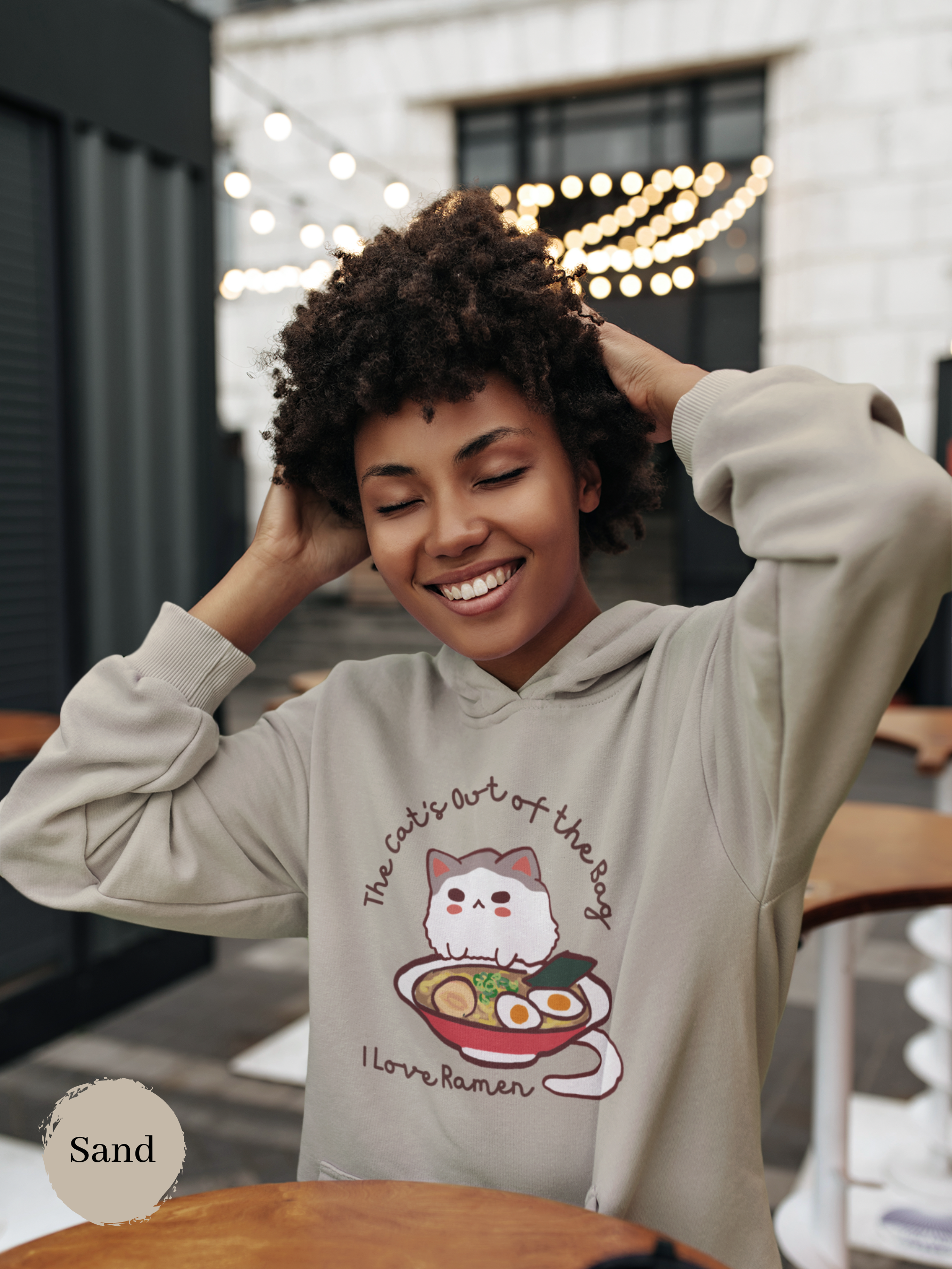 Ramen Hoodie - The Cat's Out of the Bag: A Playful and Punny Ramen Art and Foodie Hoodie for Cat and Noodle Lovers