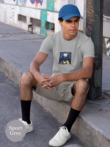 Ramen T-shirt: Moonlit Ramen with a View featuring a Cat and Night City Scene - Japanese Foodie Shirt and Ramen Art