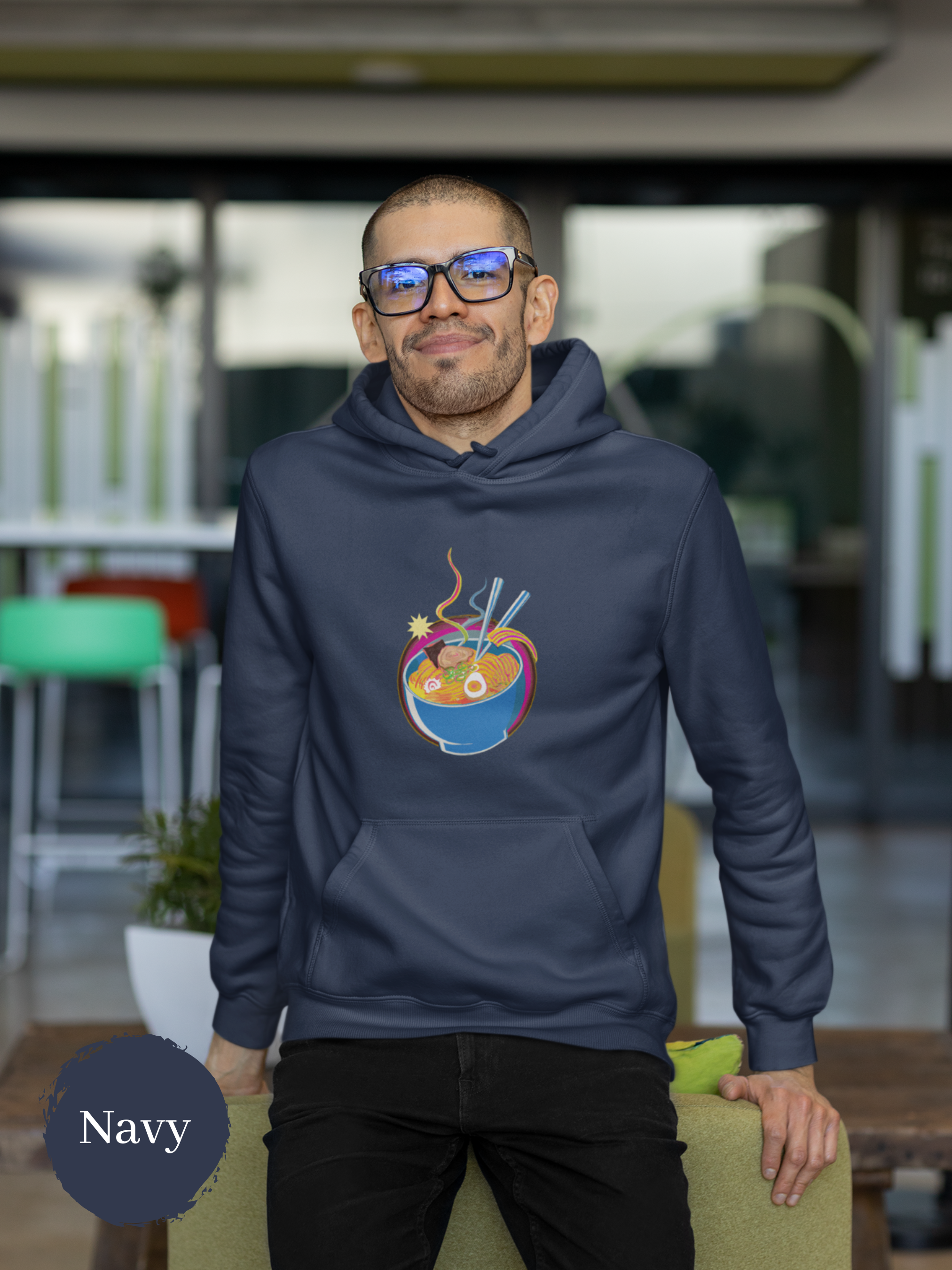 Ramen Hoodie Retro Ramen Bowl Art Print Sweatshirt for Foodie and Asian Food Lovers