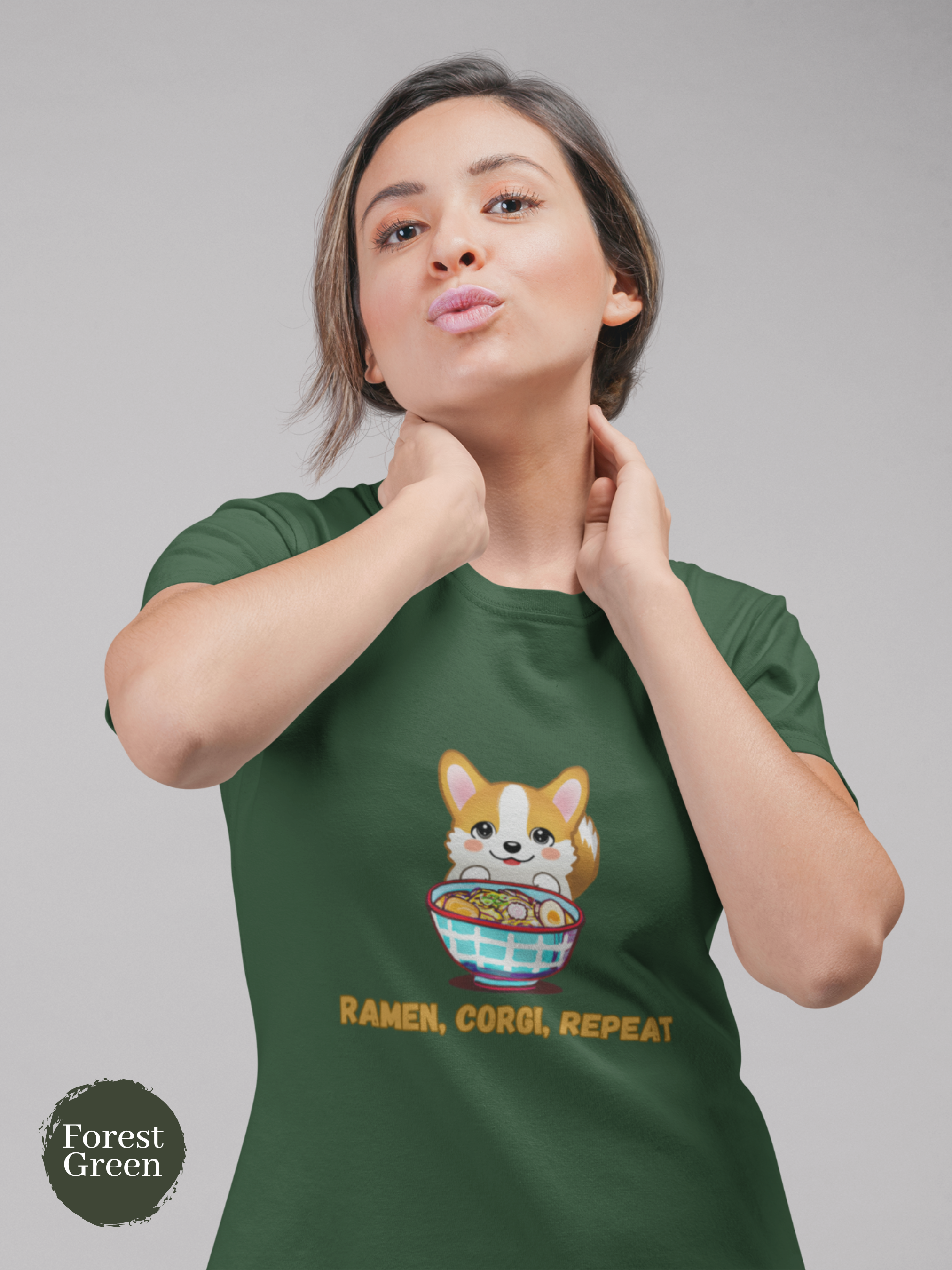 Ramen T-Shirt: Ramen, Corgi, Repeat - Japanese Foodie Shirt with Ramen Art