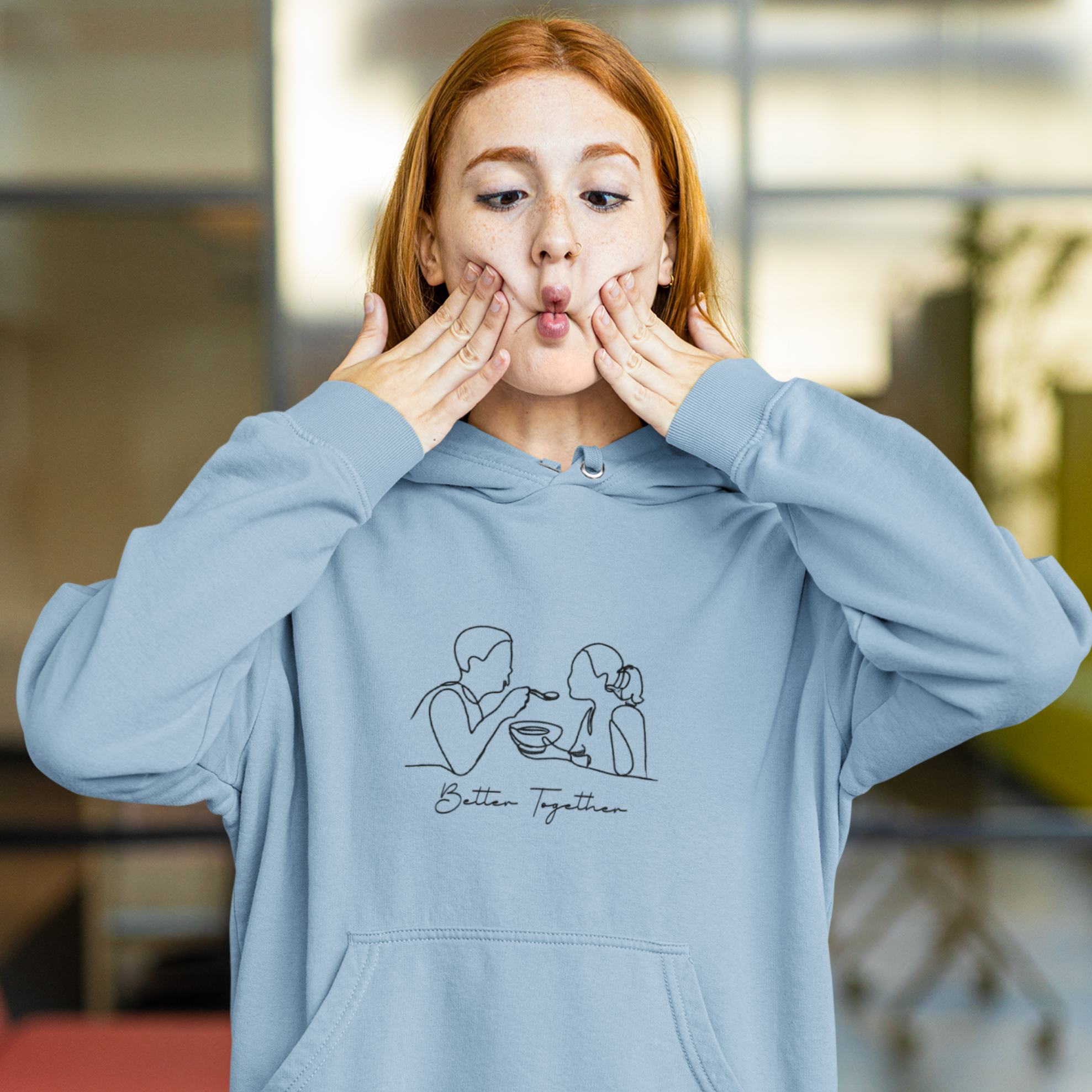 Ramen Hoodie: "Better Together" One Line Drawing - Asian Food Hoodie