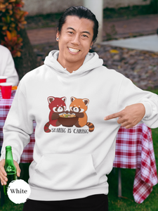 Ramen Hoodie: Sharing is Caring with Red Pandas, Delicious Asian Food Art, and Heartwarming Sentiment