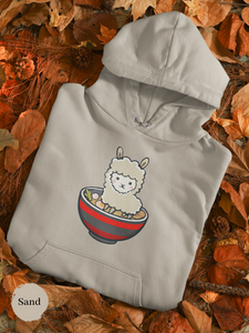 Ramen Hoodie: Llama Ramen Noodles - Playful Pun Hoodie with Cute Ramen Art