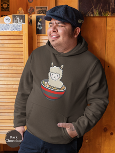 Ramen Hoodie: Llama Ramen Noodles - Playful Pun Hoodie with Cute Ramen Art