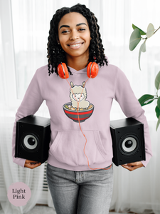 Ramen Hoodie: Llama Ramen Noodles - Playful Pun Hoodie with Cute Ramen Art