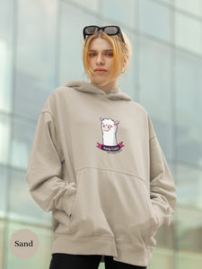 Ramen Hoodie: Keep Calm and Hug A Llama - Ramen Noodle Hoodie with Llama Illustration