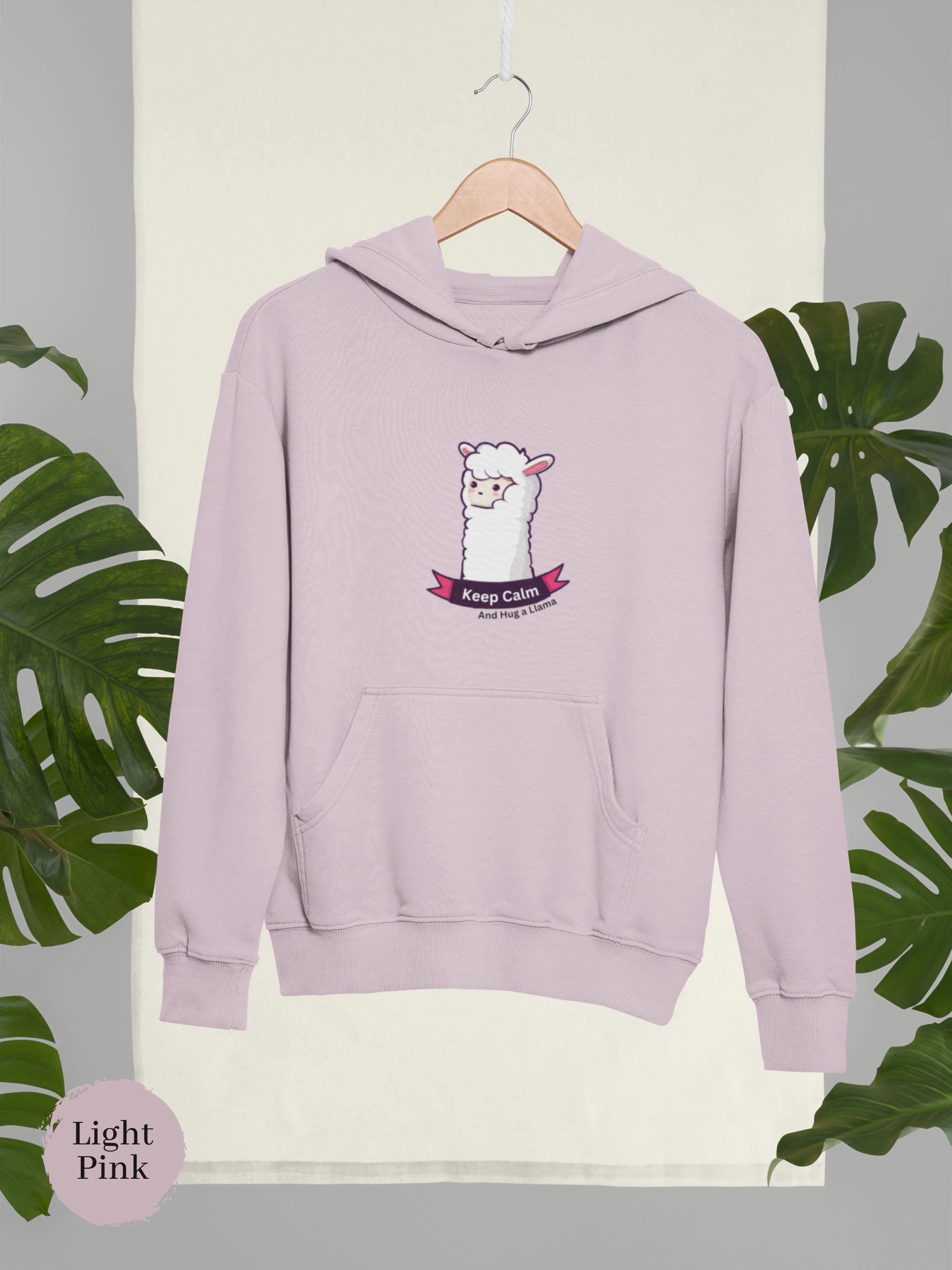 Ramen Hoodie: Keep Calm and Hug A Llama - Ramen Noodle Hoodie with Llama Illustration