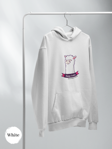 Ramen Hoodie: Keep Calm and Hug A Llama - Ramen Noodle Hoodie with Llama Illustration