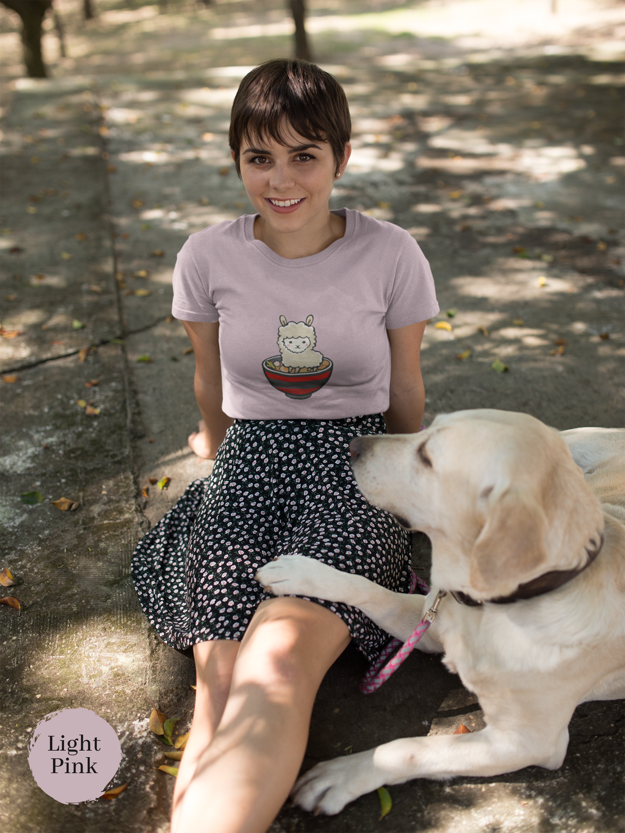 Ramen T-shirt with Llama in Japanese Ramen Bowl - Foodie Shirt for Ramen Art Fans